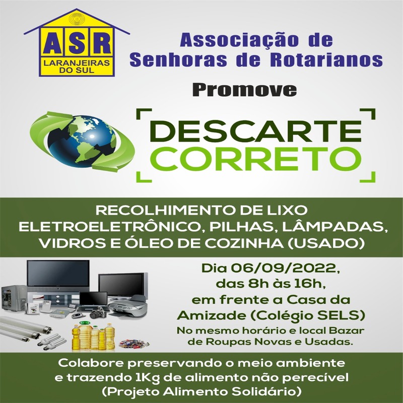 ASR promove Descarte Correto e Bazar nesta Terça Feira (06)