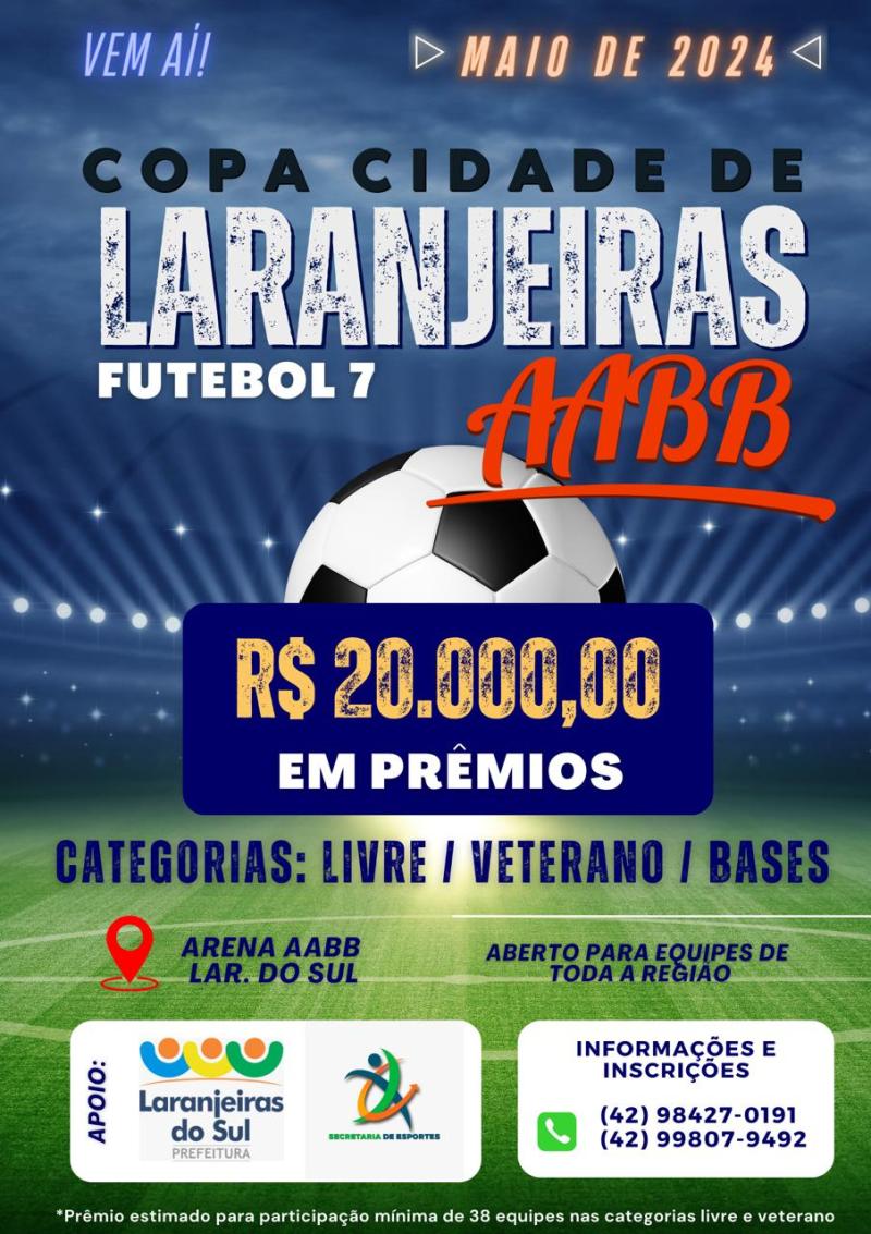 Inscrições abertas para a Copa Cidade Laranjeiras AABB de Futebol Sete