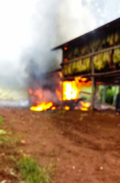 Virmond: Barracão de fumo é destruído pelo fogo no interior do município