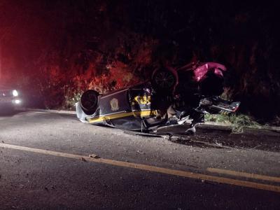 Laranjeiras: Viatura da PRF se envolve em acidente na BR 158