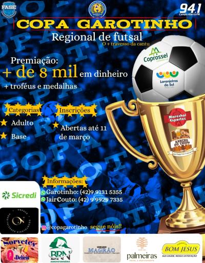 28 equipes disputarão a Copa Garotinho Regional de Futsal 