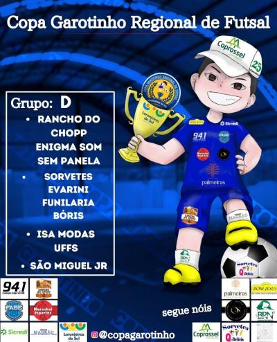 Confira o Agrupamento da 1ª Fase da Copa Garotinho Regional de Futsal 