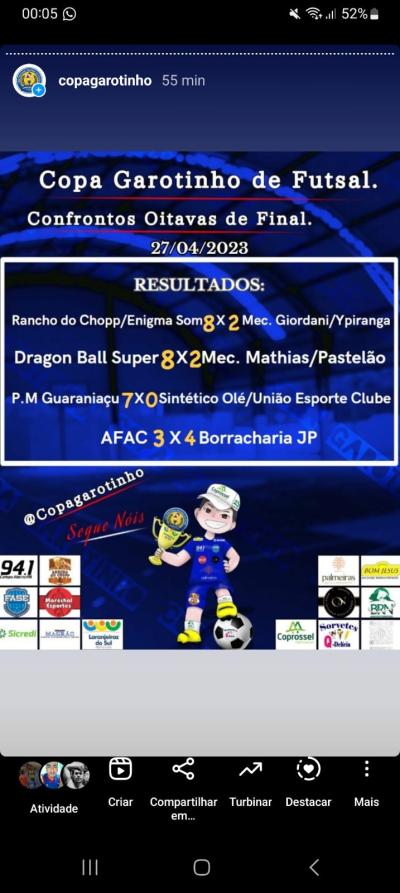 Confira os primeiros classificados para as quartas de final da Copa Garotinho de Futsal 