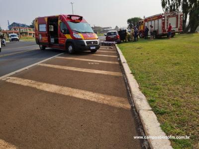 LS: Colisão entre caminhao e carro de passeio é registrada no trevo de acesso a cidade