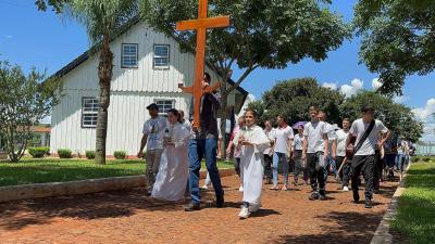 Praça Municipal de Virmond está sendo revitalizada para acolhida dos peregrinos do Ano Jubilar