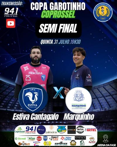 Nesta quinta-feira, 31/7, tem as semifinais da Copa Garotinho/Coprossel de Futsal Adulto 