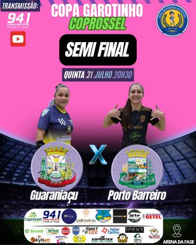 Nesta quinta-feira, 31/7, tem as semifinais da Copa Garotinho/Coprossel de Futsal Adulto 