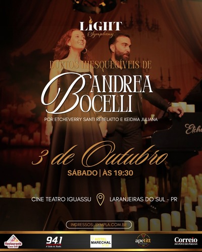 LS: Light Symphony prepara uma noite de emoção com os grandes sucessos de Andrea Bocelli