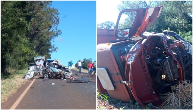 Colisão entre carro e caminhão deixa um morto entre São Jorge d'Oeste e Quedas do Iguaçu