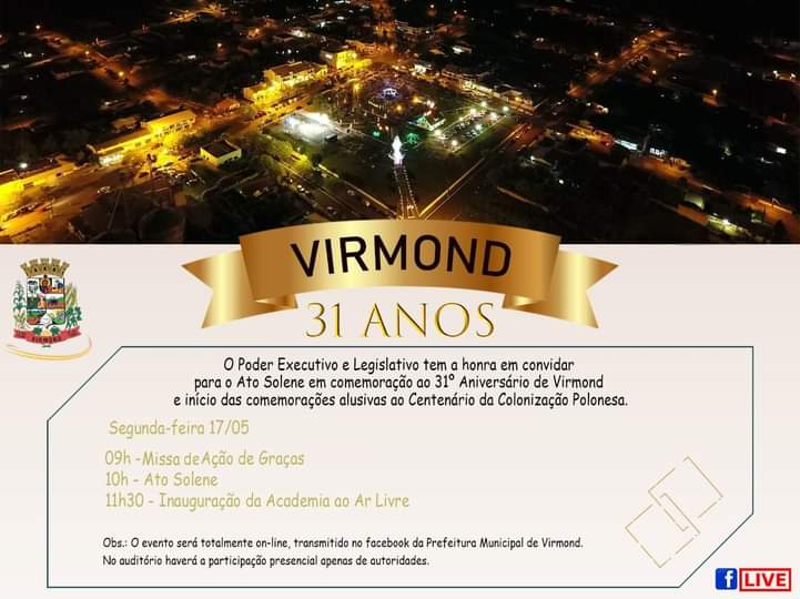 Virmond comemora 31 anos na próxima segunda-feira