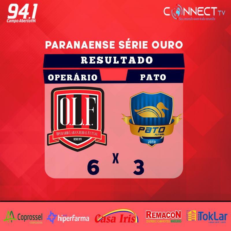 Operário Laranjeiras vence o Pato e assume a liderança do Paranaense de Futsal Chave Ouro 