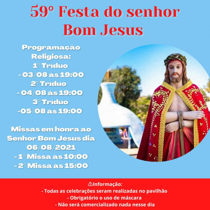 Bispo Dom Amilton estará celebrando a Santa Missa No Campo Mendes na Festa do Senhor Bom Jesus