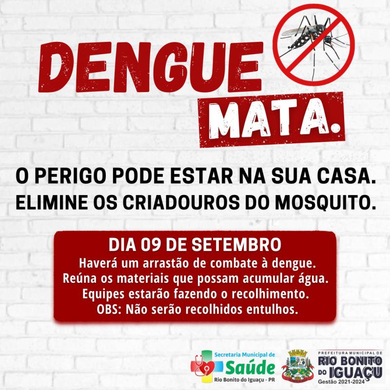 Secretaria de Saúde de Rio Bonito do Iguaçu estará realizando Mutirão de Combate a Dengue