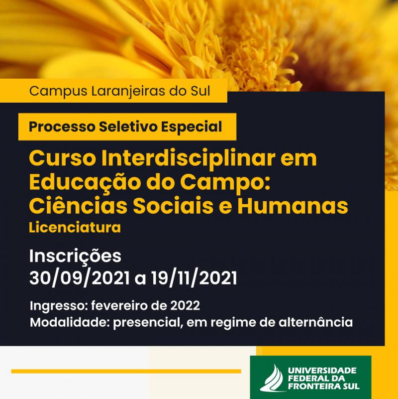 UFFS disponibiliza 40 vagas para o curso Interdisciplinar em Educação do Campo