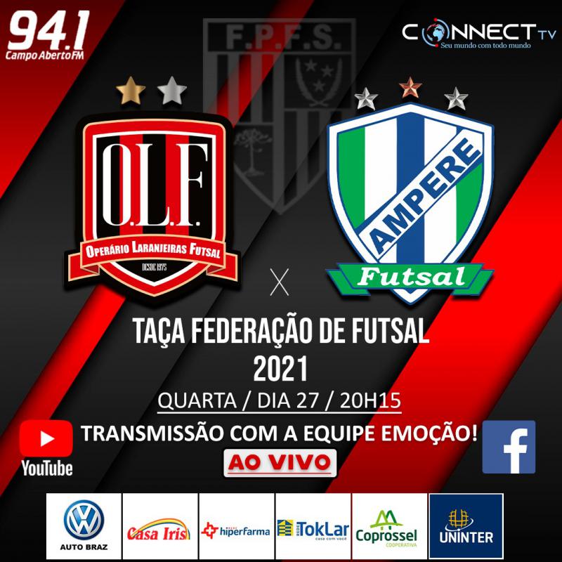 Operário Laranjeiras encarra o Ampere nesta noite pela Taça Federação de Futsal