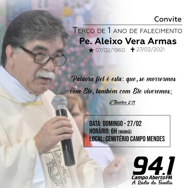 Acontece Neste Domingo (27) Terço de 1 Ano de Falecimento do Padre Aleixo