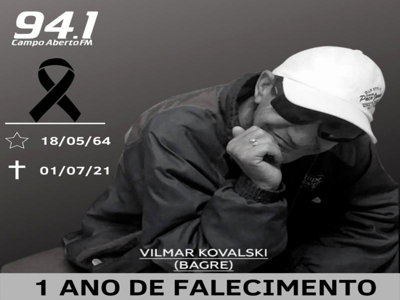 Neste 1º de Julho completa 01 ano de Falecimento do Comunicador Vilmar Kovalski