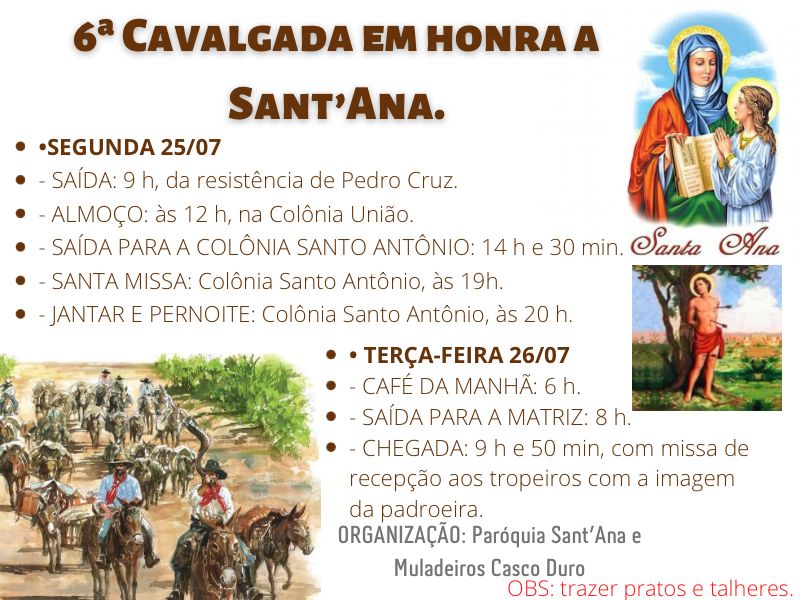 Festa da Padroeira Sant´Ana terá o retorno da tradicional Cavalgada