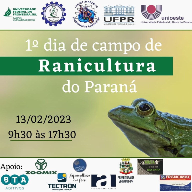 Campus Laranjeiras do Sul é parceiro na realização do 1º Dia de Campo de Ranicultura do Paraná