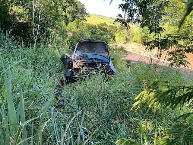 Marquinho: Motorista fica ferido após colidir veículo em paredão de pedra na PR 158