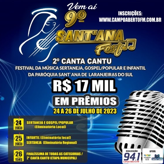 Confira os candidatos inscritos no 9° Sant’Ana Fest