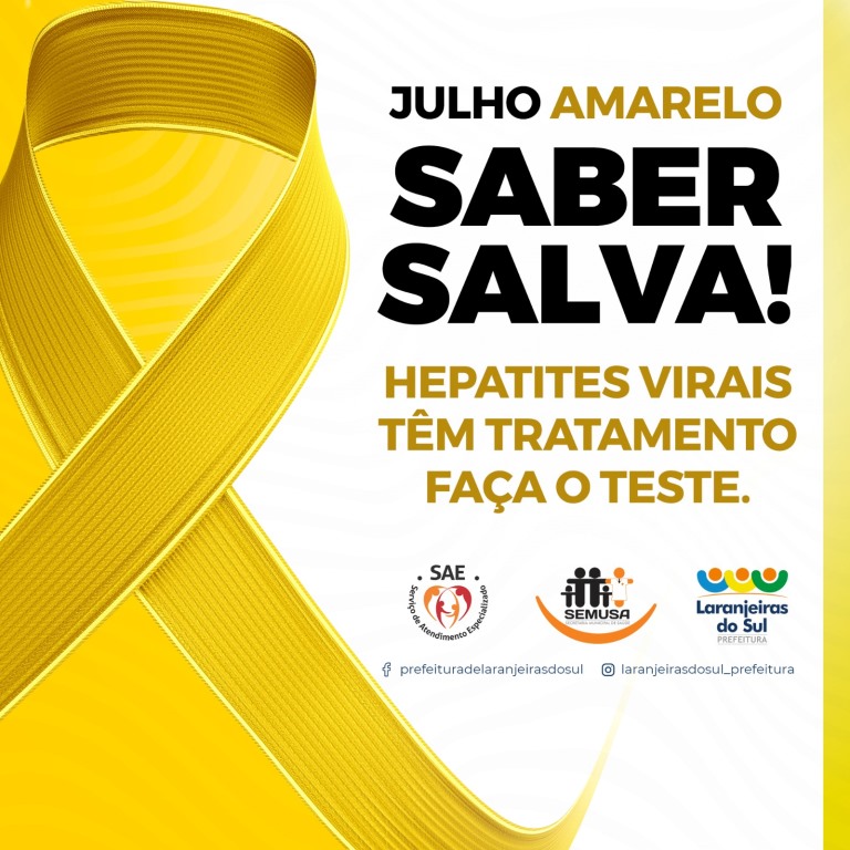 Unidades de Saúde de Laranjeiras do Sul estarão abertas na tarde de hoje, realizando testes gratuitos das Hepatites Virais