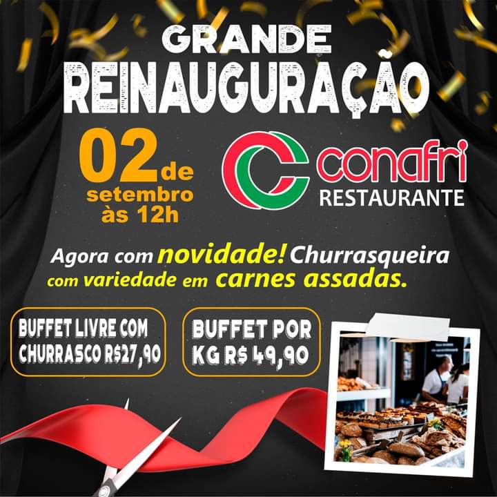 Neste sábado (2) tem Reinauguração do Restaurante Conafri
