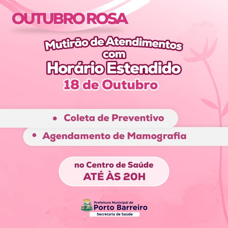 Outubro Rosa - Prefeitura de Porto Barreiro intensifica ações de saúde 
