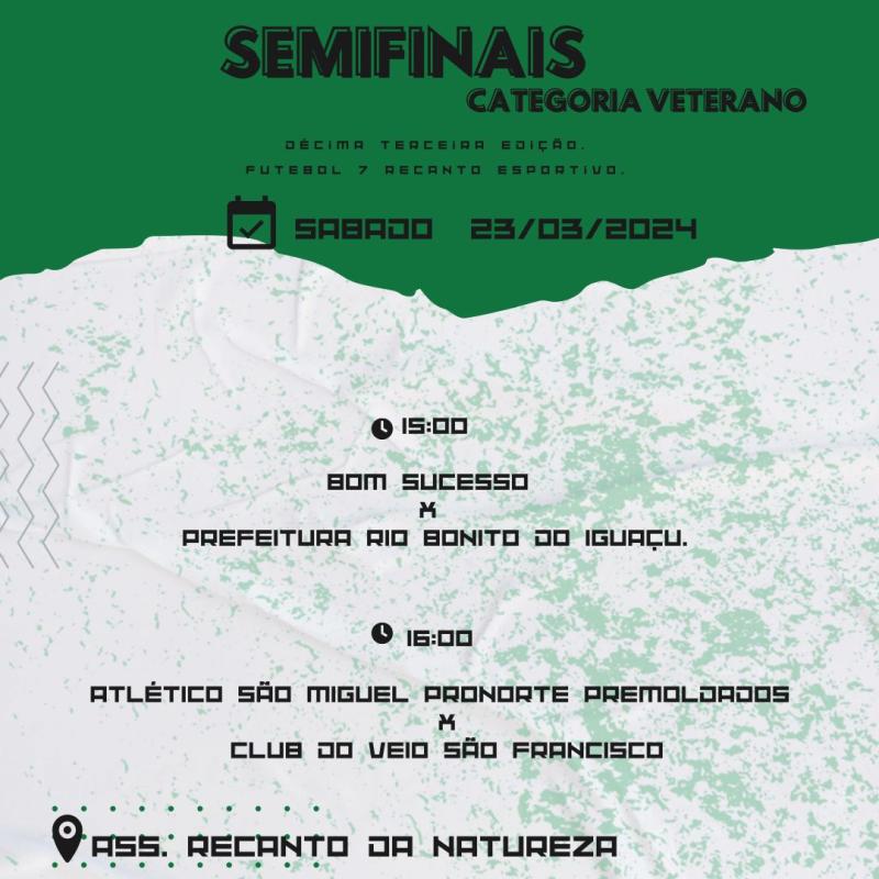 Começa neste sábado (23) a fase semifinal do Futebol Sete do Recanto Esportivo 