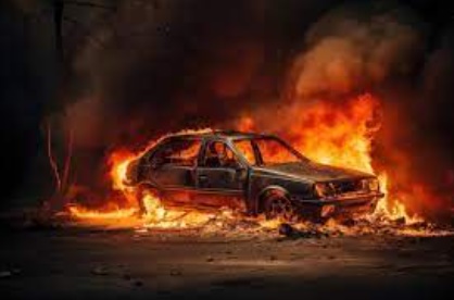 Cantagalo: Veículo pega fogo em garagem de residência