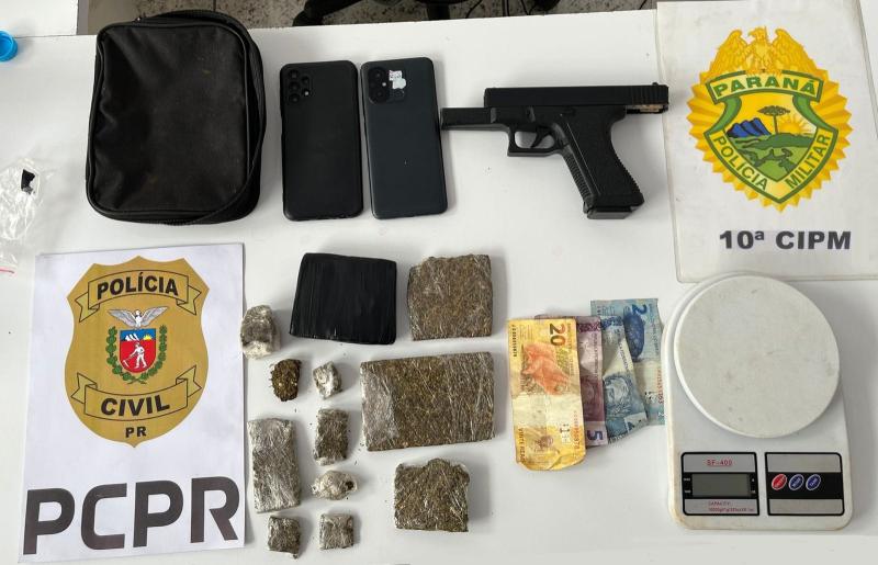 Cantagalo: PM realiza operaÃ§Ã£o Alvo Certo e apreende drogas e simulacro de arma