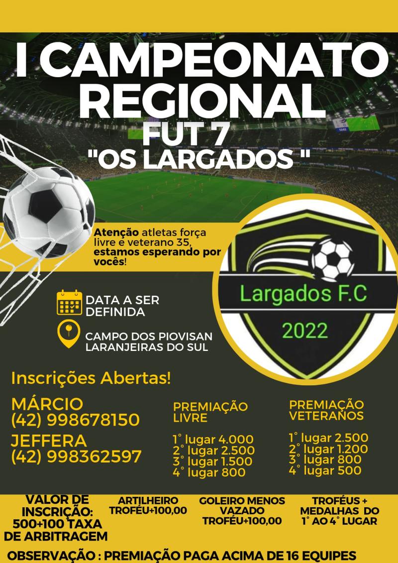 Campeonato de Futebol Sete "Os Largados" terá a participação de 44 equipes 