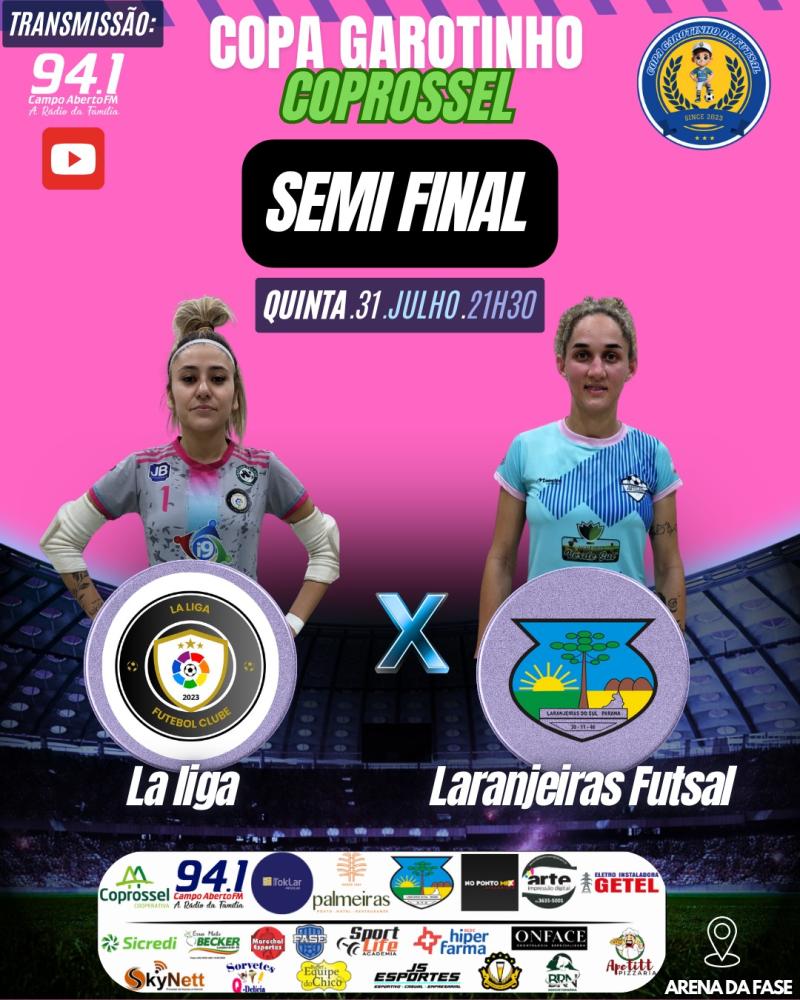 Nesta quinta-feira, 31/7, tem as semifinais da Copa Garotinho/Coprossel de Futsal Adulto 