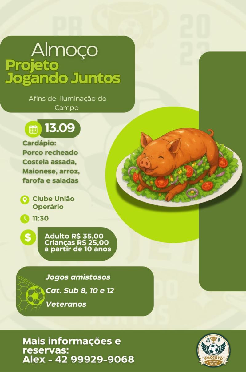 Neste sábado, 13/9, PJJ realiza Festa Esportiva no União Operário em Laranjeiras do Sul 