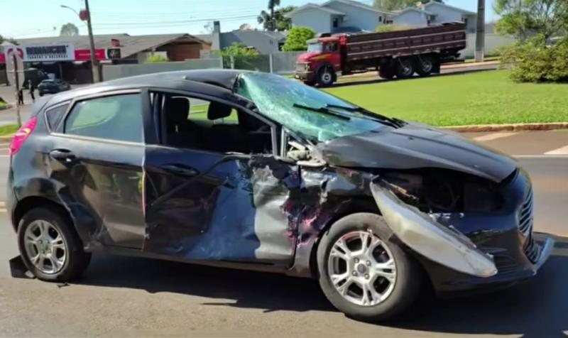 LS: Mulher fica ferida após acidente no trevo da BR 277