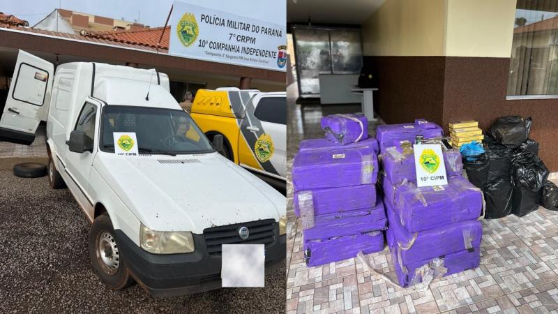 LS: PM apreende quase meia tonelada de maconha em veículo Fiorino