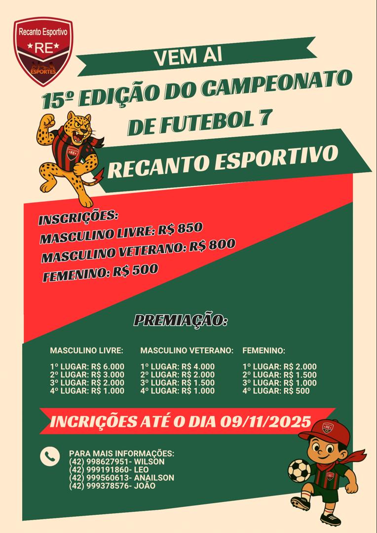 Vem aí a 15ª edição do Campeonato de Futebol do Recanto Esportivo 