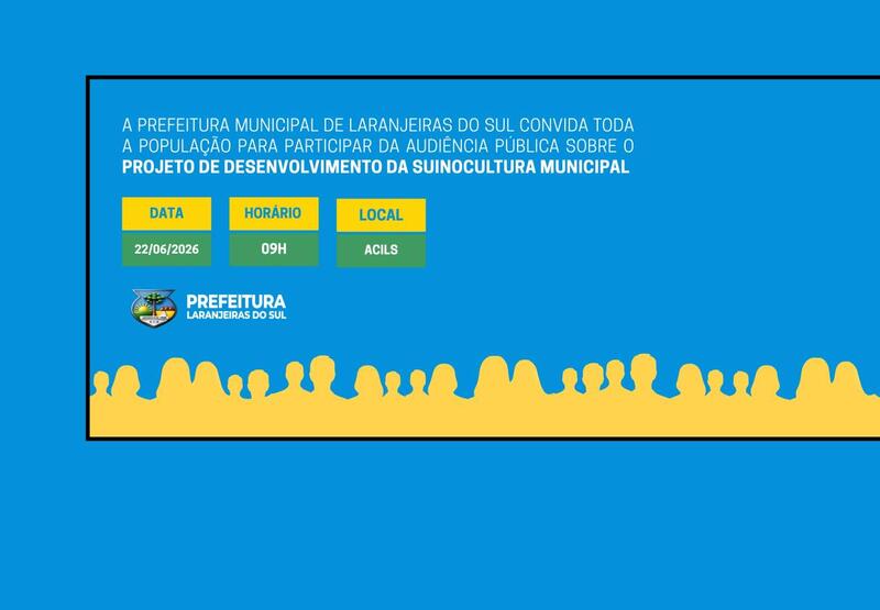 Laranjeiras do Sul promove Audiência Pública sobre o Projeto de Desenvolvimento da Suinocultura Municipal