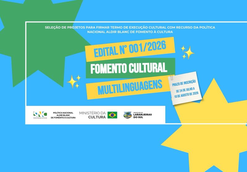 Prefeitura de Laranjeiras do Sul lança edital para fomento à cultura pela PNAB