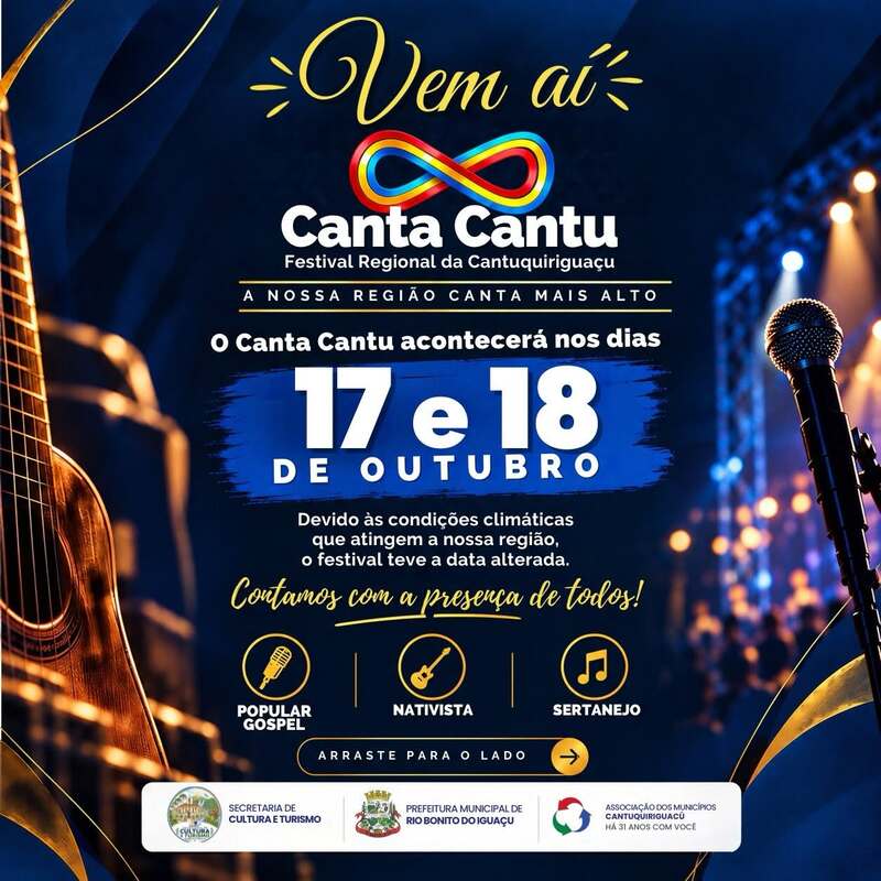 Canta Cantu 2026 acontece neste fim de semana em Rio Bonito do Iguaçu