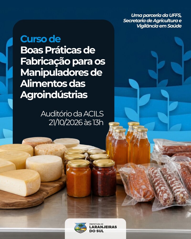 Curso de boas práticas de fabricação para agroindústrias será realizado nesta quarta-feira em Laranjeiras do Sul